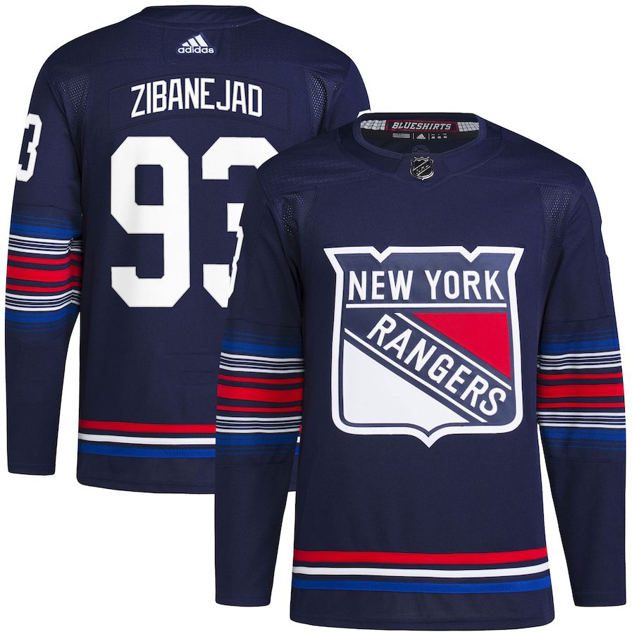 Men New York Rangers #93 Mika Zibanejad adidas Navy Alternate Authentic Primegreen Player NHL Jersey